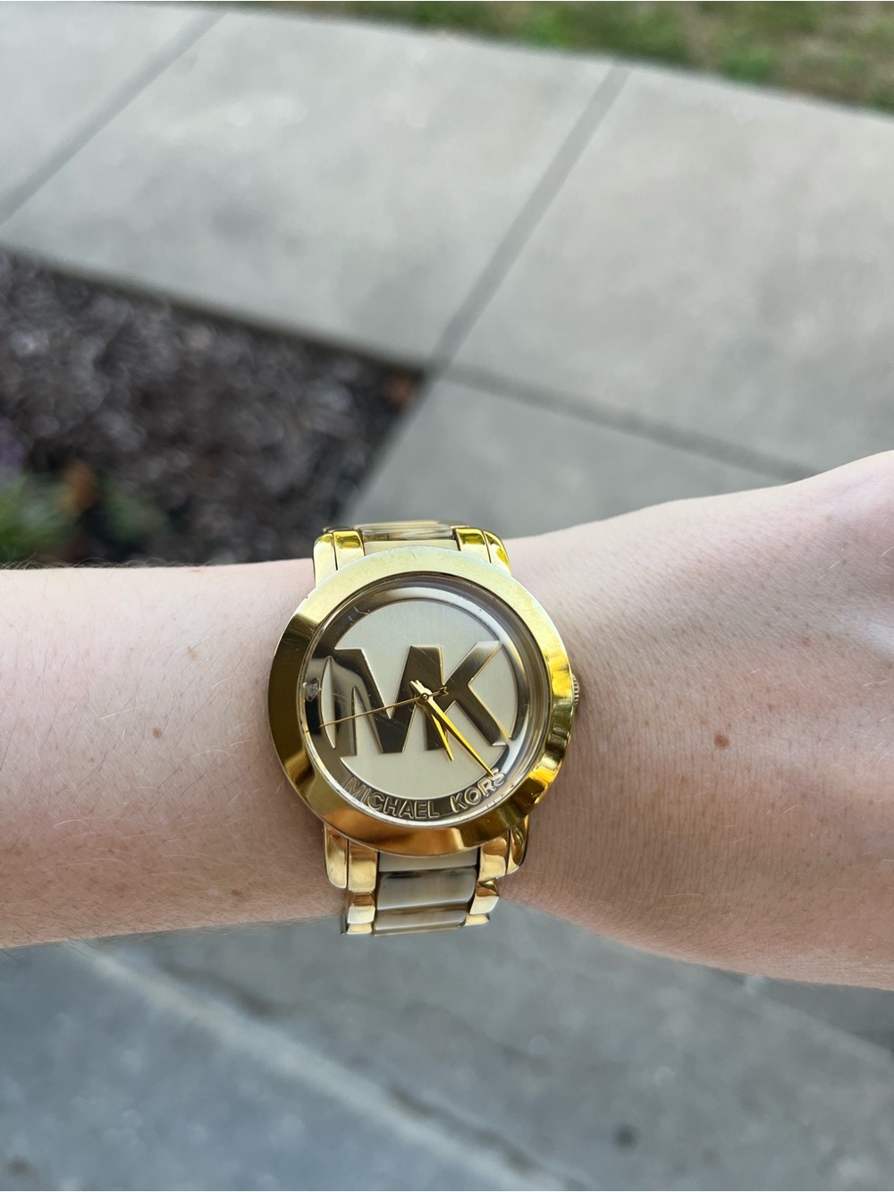 Michael Kors Gold-Tone Women’s MK Logo Bracelet Watch